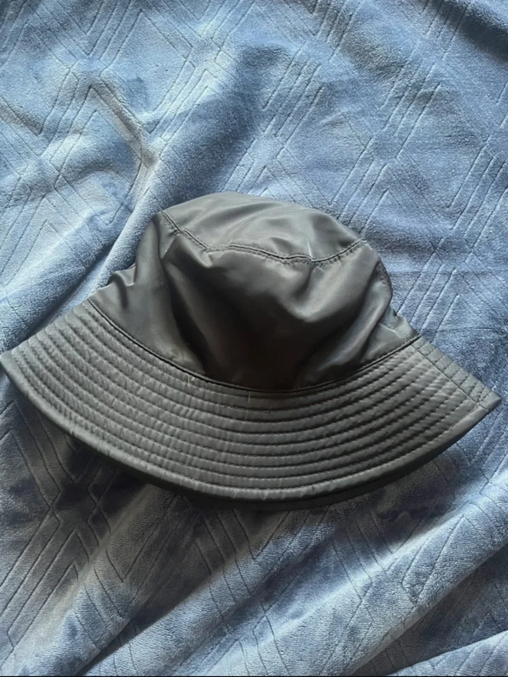 Prada Black Nylon Bucket Hat with Triangle Logo